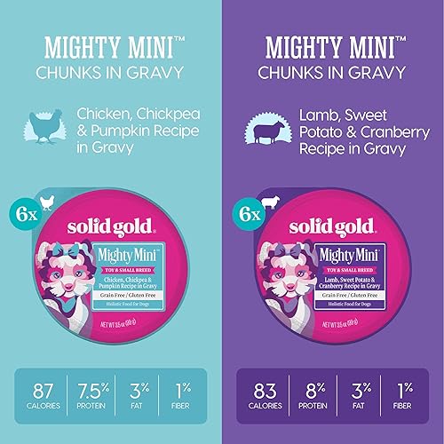 Miniatura 2 de Solid Gold Paquete variado de alimentos húmedos para perros pequeños, Mighty Mini alimento húmedo para perros sin granos, hecho con proteína real,