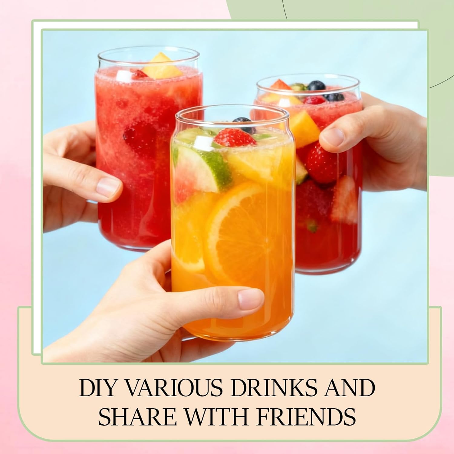 Set of 18 Can Shaped Drinking Glasses, 16 oz Clear Goblet Glass Cups, Cute Iced Coffee Tumblers Glassware for for Margarita, Beer, Cocktails, Whiskey, Soda, Tea, Water - Image 6