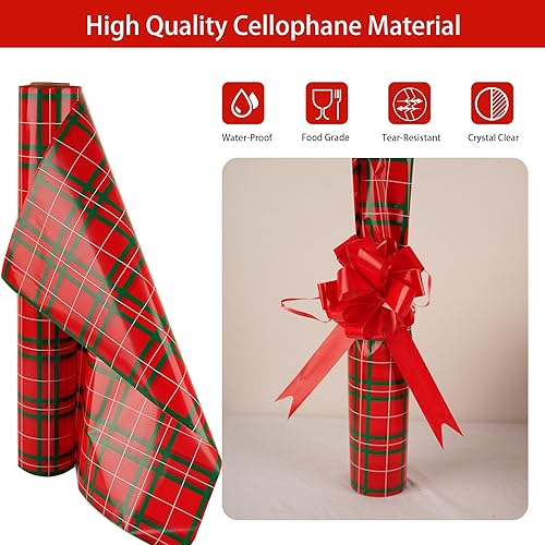 Miniatura 42 de CMFYHM Rollo de celofán transparente (34 pulgadas x 120 pies) de celofán de lunares dorados de 3 mil, rollo de papel de celofán para regalo, cestas