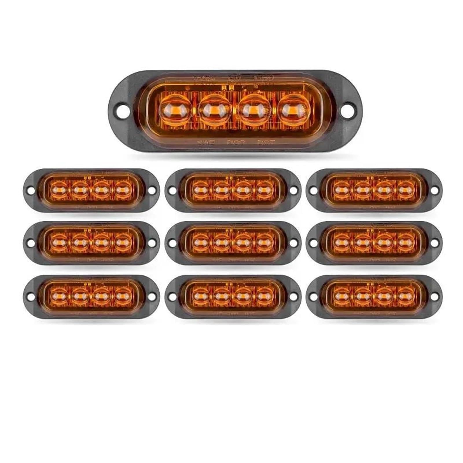 Generico Indicatore Laterale 10 pezzi Mark luci LED indicatore posizione laterale lampada segnalazione per camion auto rimorchio autobus pick-up camper Indicatore Direzion(10x 4Leds Yellow)