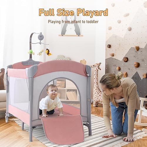 Miniatura 4 de Jaoul Cuna 5 en 1 para bebé, moisés junto a la cama, empacar y jugar con moisés y cambiador, corralito portátil de viaje para bebé con juguetes y