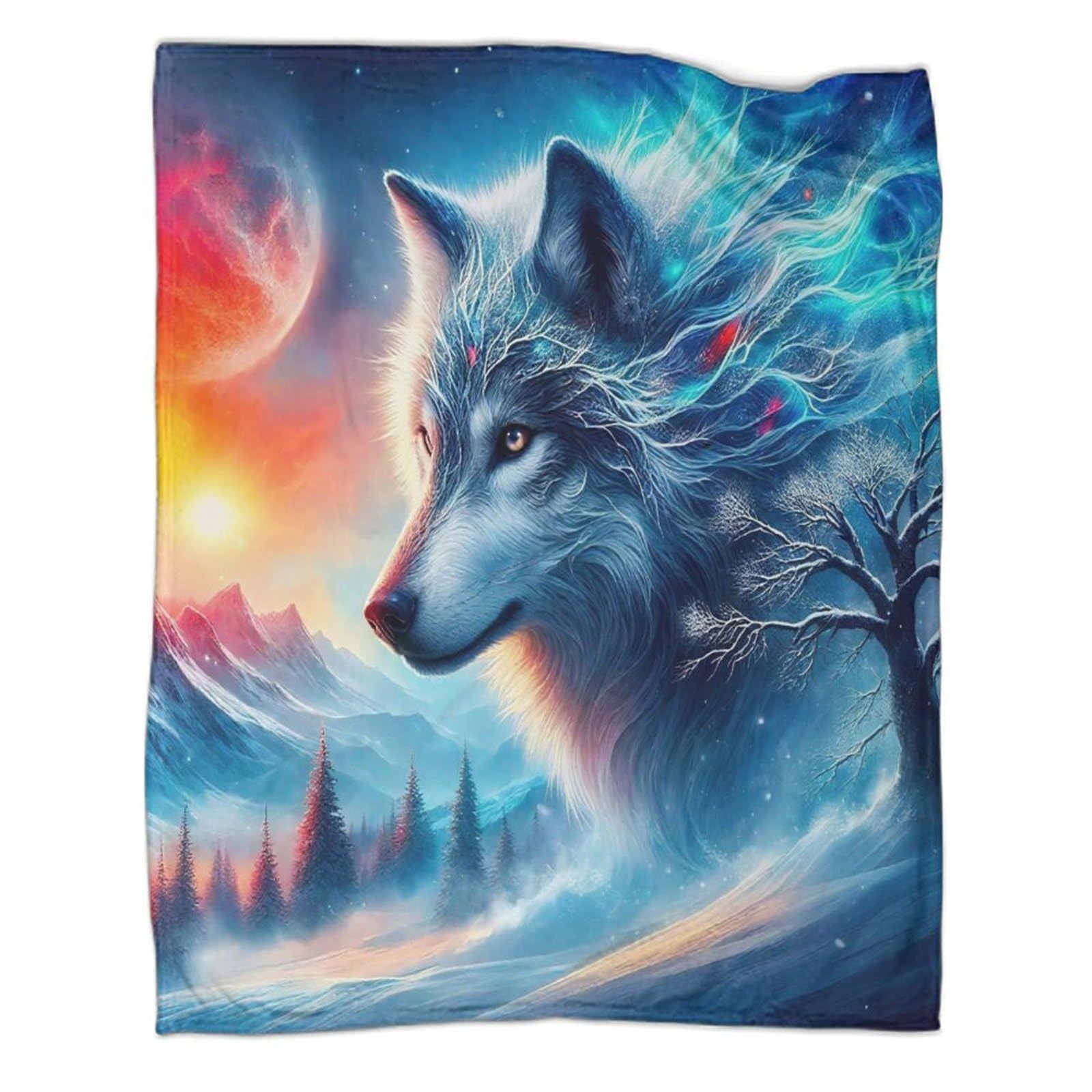 Couverture loup flanelle 3D chaude et pelucheuse pour éliminer les nuits froides
