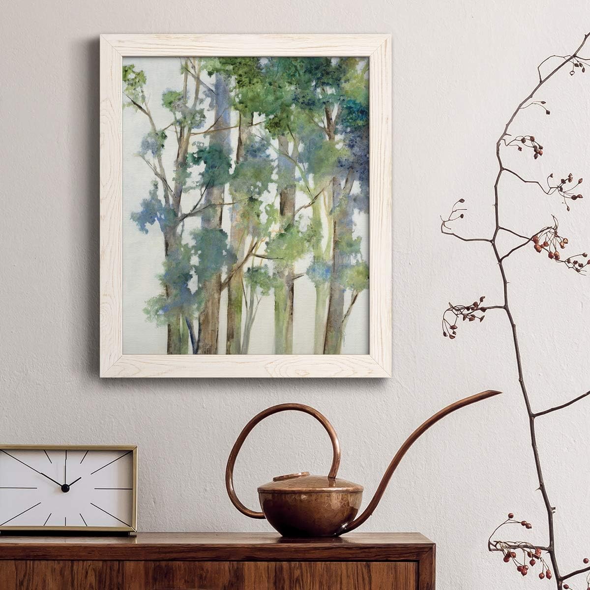 Renditions Gallery Wall Décor, Bathroom Wall Art, Lifestyle, Travel, Art Deco, Italian, Wind in The Trees- White Framed Canvas - 20X24