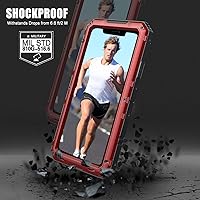 Vista 4 de Mitywah Funda impermeable para iPhone 11 Pro Max, resistente grado militar, a prueba de golpes, protección de pantalla integrada, resistente y Rojo