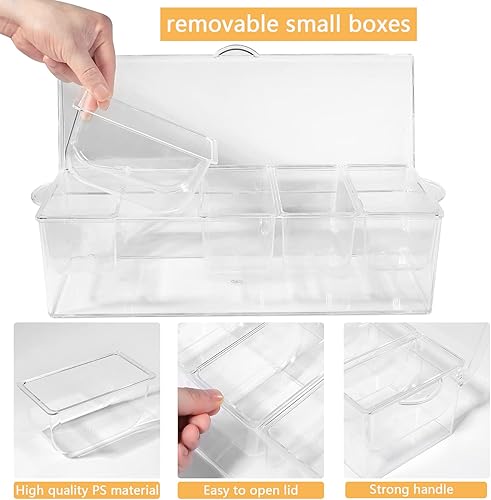 Miniatura 4 de Bandeja de condimentos para condimentos helados, bandeja de condimentos para fiesta de hielo, con tapa y soporte para adornar hielo, 5