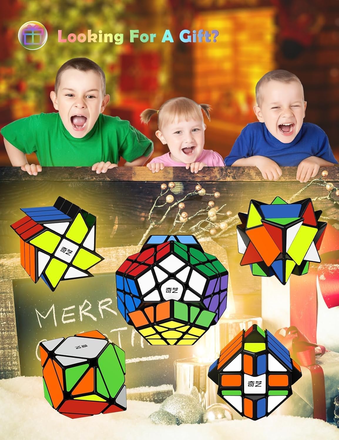 Speed Cube Set, Puzzle Cube Bundle with Axis, Fisher, Ivy, Windmill, Skew, Megaminx and Pyramid Cubes, Smooth Magic Cubes Collection for Kids Teens & Adults (7 Pack)
