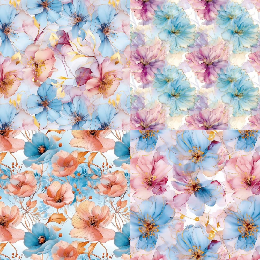Papier do scrapbookingu, 6"x6", 48 arkuszy papieru z wzorem kwiatów jedwabnych, jednostronny papier wiosenny, 160 g/m2, papier dekoracyjny do robótek ręcznych(148)