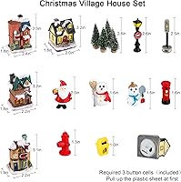 Vista 5 de Skylety Juego de 16 piezas de casas de pueblo de Navidad, luces LED, escena de pueblo de Navidad, adornos de escritorio, figuras de Navidad