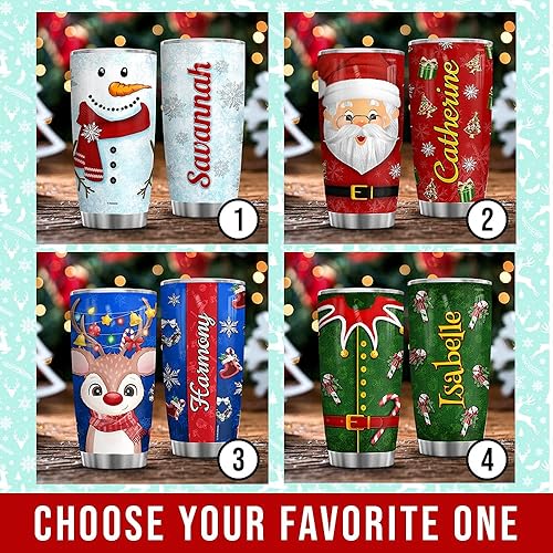 Miniatura 3 de WASSMIN Vaso personalizado de acero inoxidable con tapa de muñeco de nieve de 20 onzas, 30 onzas, doble pared aislada al vacío, taza de café, taza