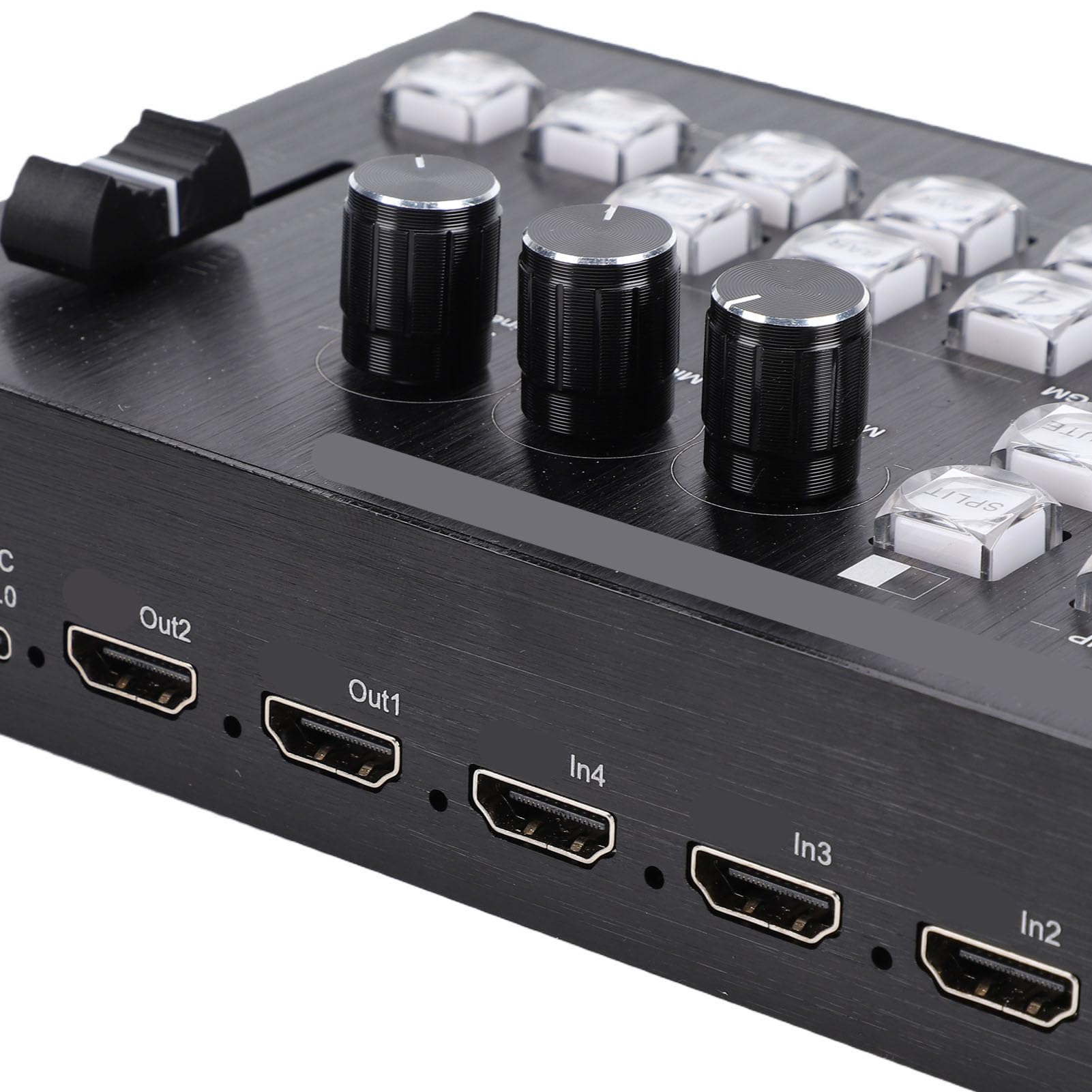 Switcher Video a 4 Ingressi e 2 Uscite, Anteprima del Segnale HD 4K Mixer per Streaming Live Mixing Audio Multicanale per Registrazione Live di Trasmissioni Multiple Mixer (Spina europea)