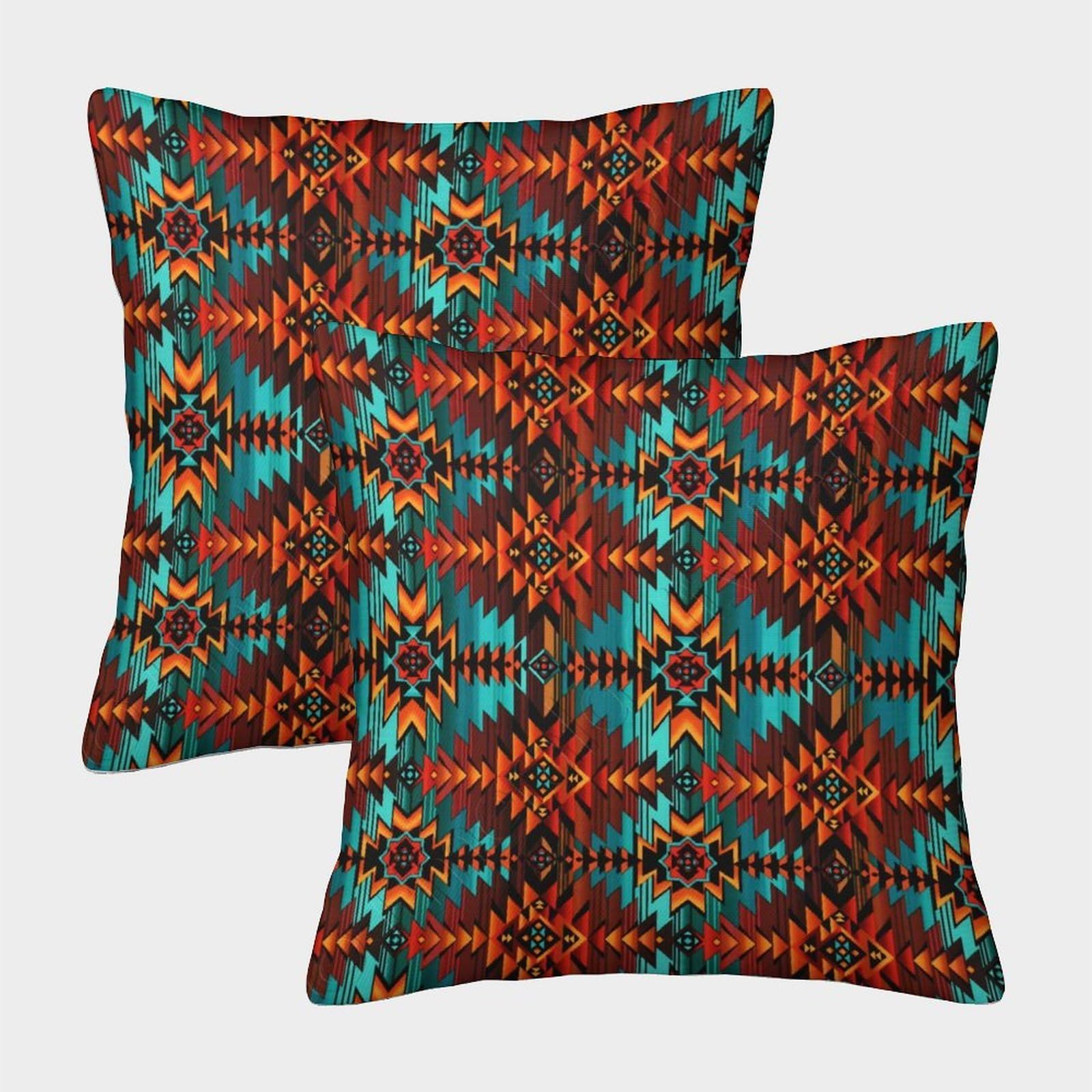 kaiyun 2 Pack Indian Prints,Geometric Patterns Personalised Cushion Cover Home Sofa Decoration 50x50cm Pillow Covers