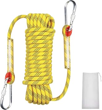Multi-purpose Rope Multi-functional Rope Garden Rope Washing Rope 10mm with Carabiner Multi-functional Cord Auxiliary Rope Load Capacity 1200kg 10M/20M/ Tent Rope Disaster Prevention Safety
