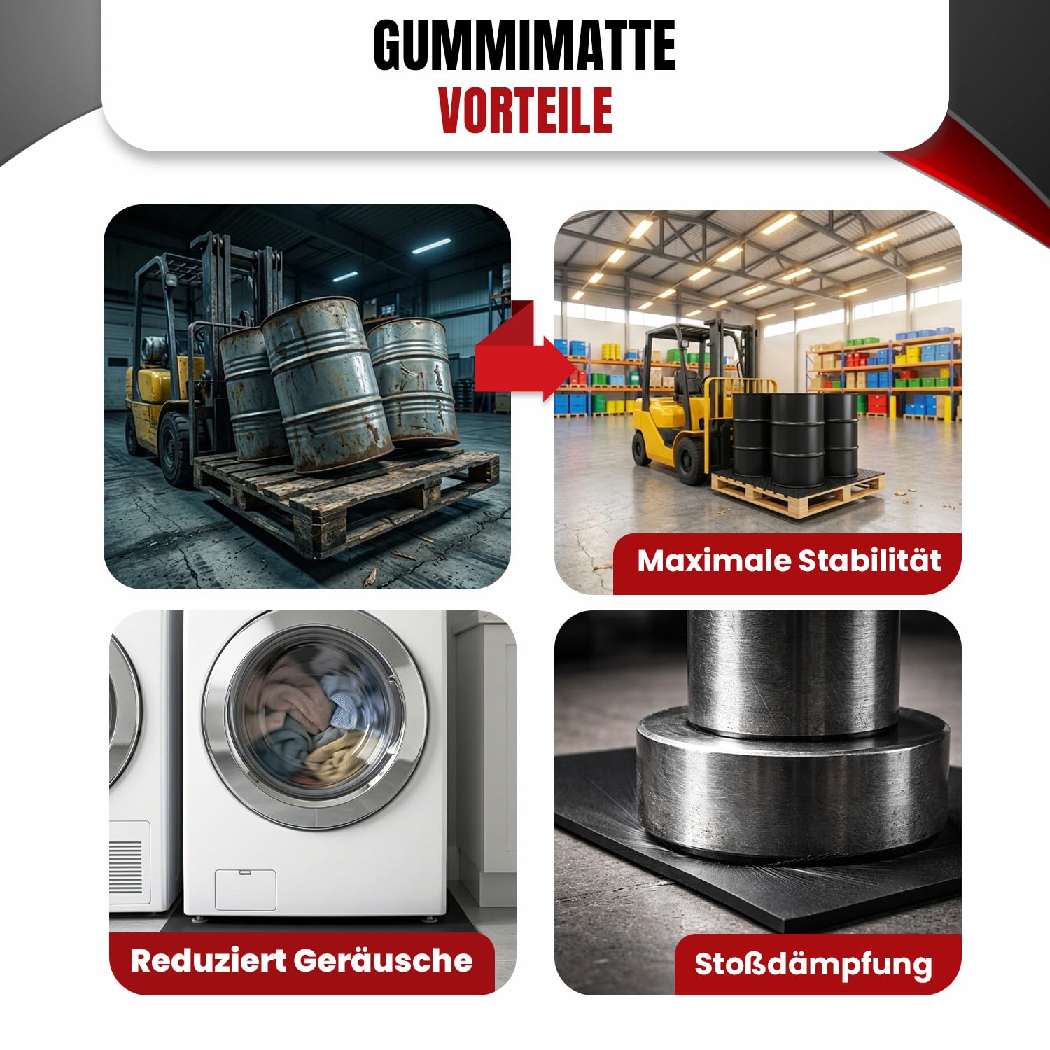 Gummimatten Antirutschmatte Meterware, rutschfeste Bautenschutzmatte 140 cm Breite, 1–10 m Länge, 1–10 mm Stärke, stoßdämpfend, feuchtigkeitsbeständig für Industrie, KFZ, Garagenboden, Werkbank, Lager