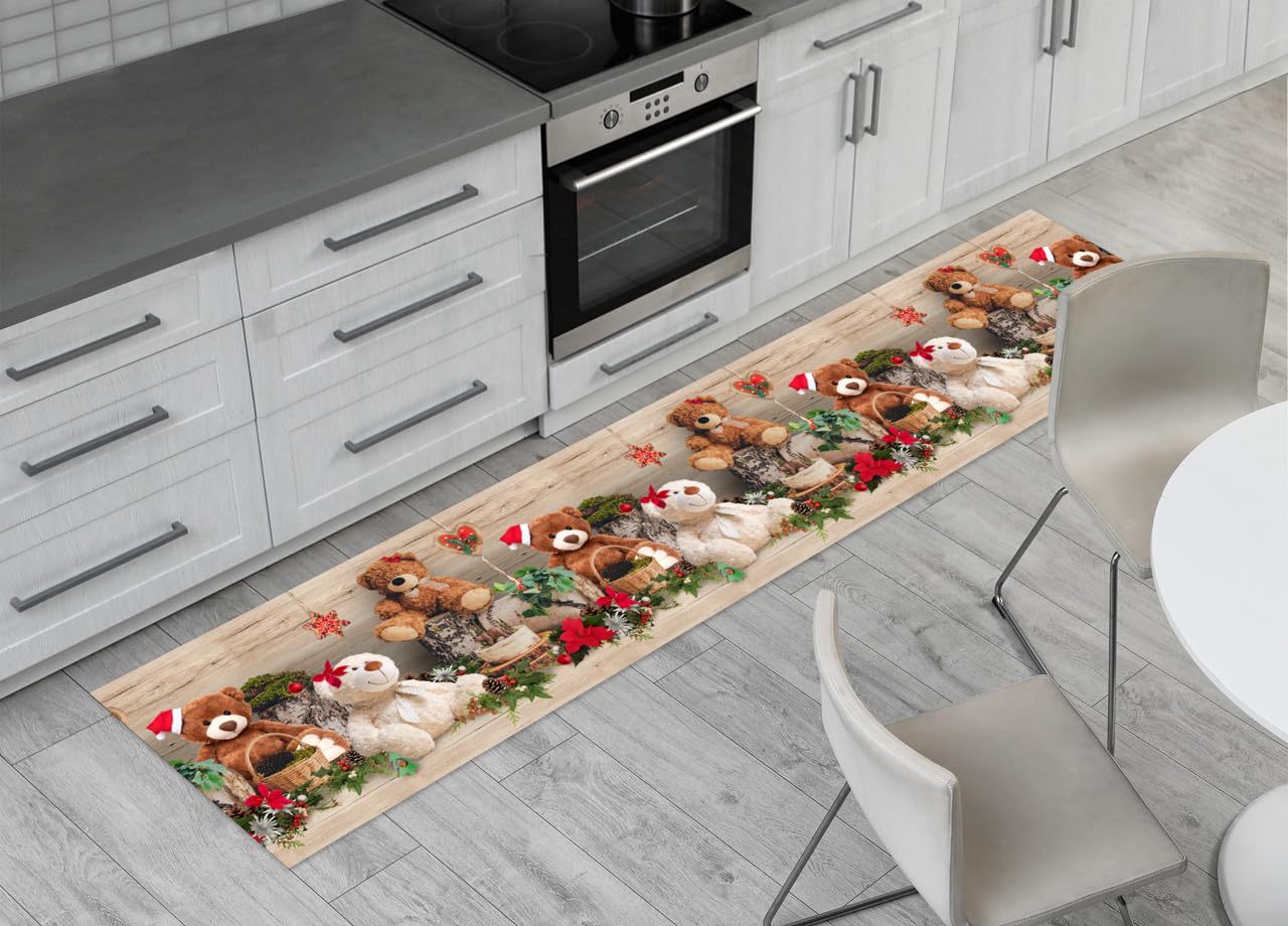 BIANCHERIAWEB Tappeto Natale Passatoia Cucina Antiscivolo Sottolavello Digitale Teddy Noel 50x320 Teddy Noel