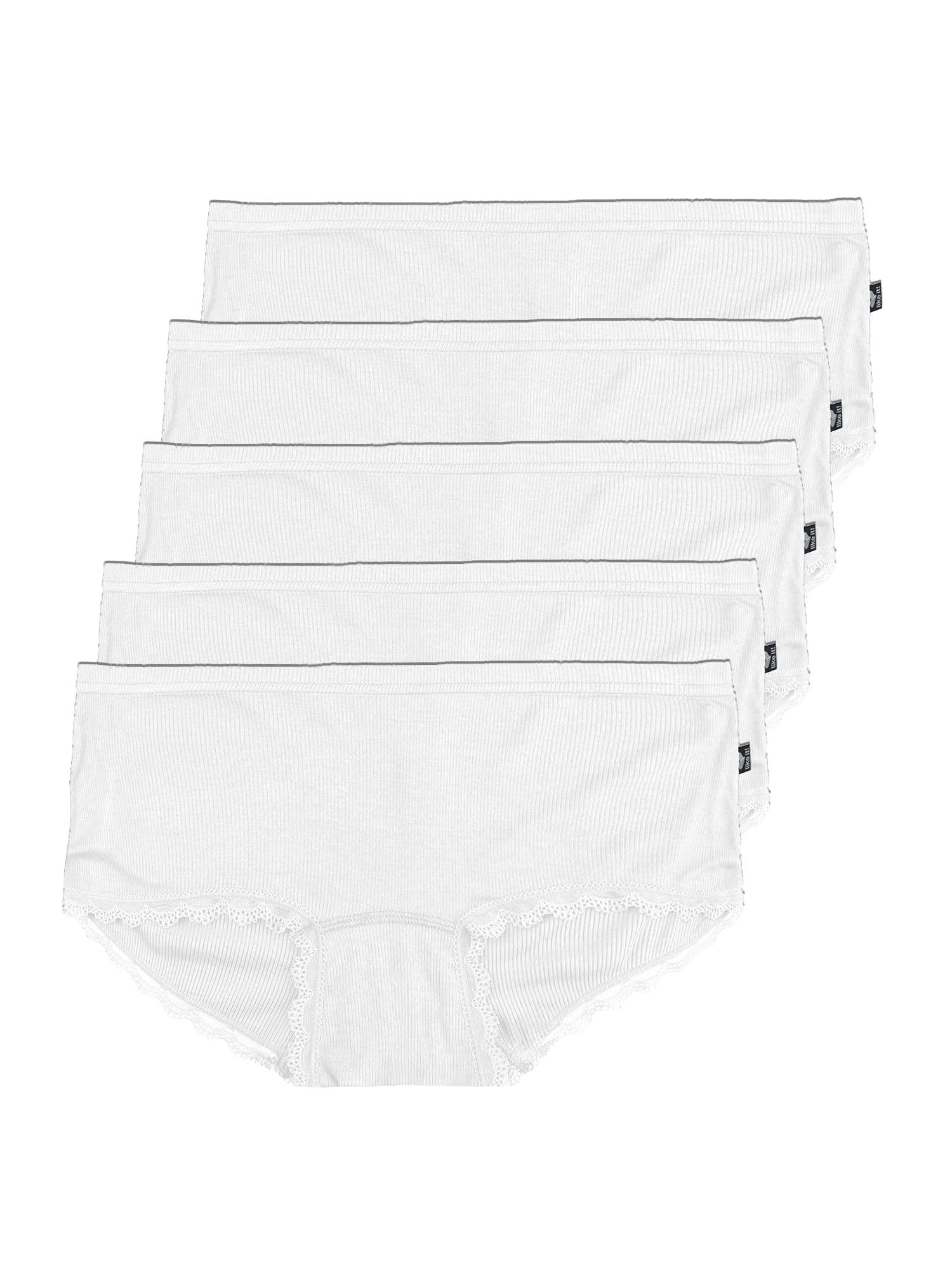 like it! Pack de 5 Panty Jessy | S-L | Modal fina estructura acanalada encaje ajuste ceñido a la cadera