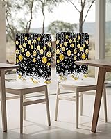 Vista 4 de Paquete de 4 fundas de respaldo de bolas de Navidad para sillas de comedor, lavables, extraíbles y lavables, protector de silla para boda, fiesta