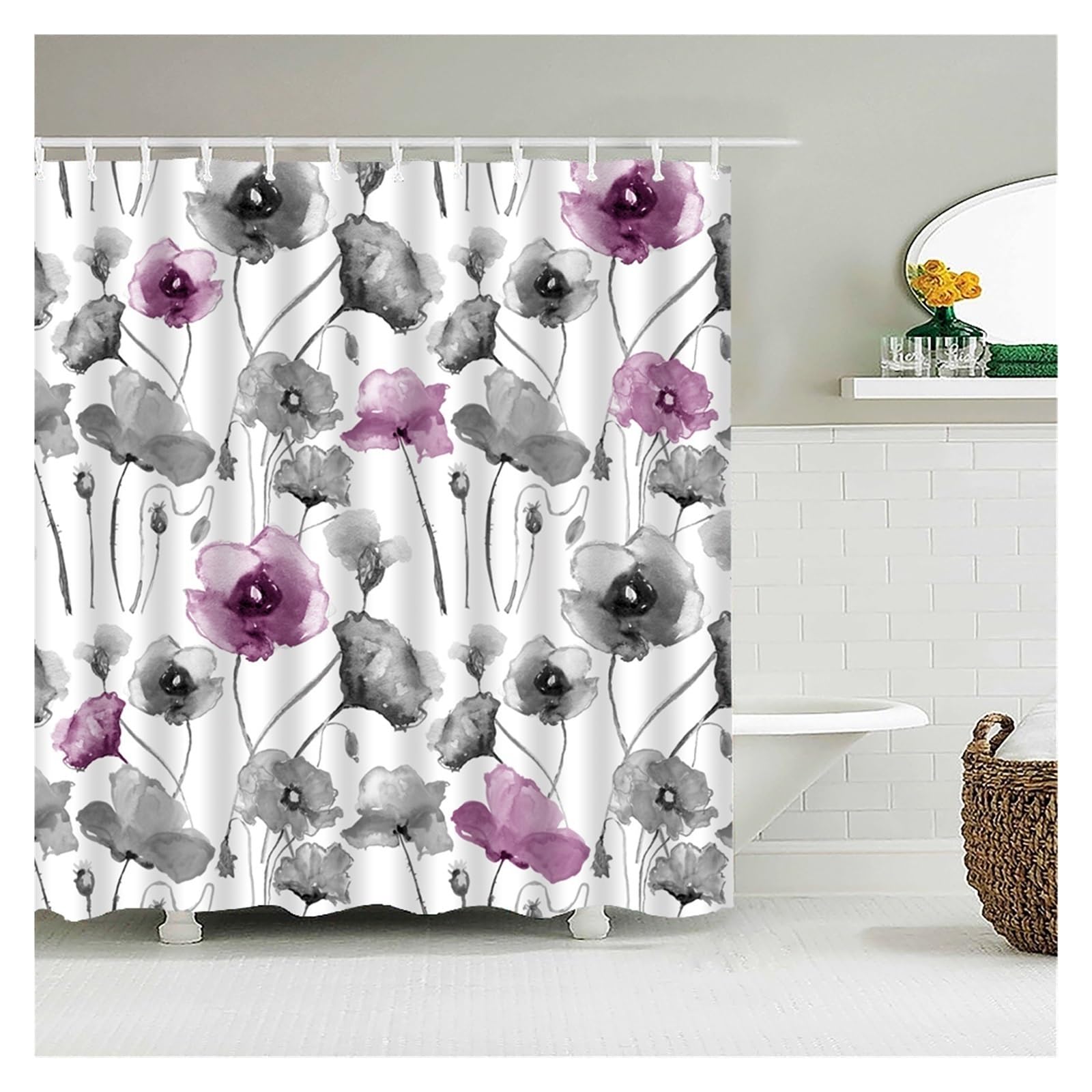 Rideau de douche imperméable bouleau blanc 180x200cm pour salle de bain