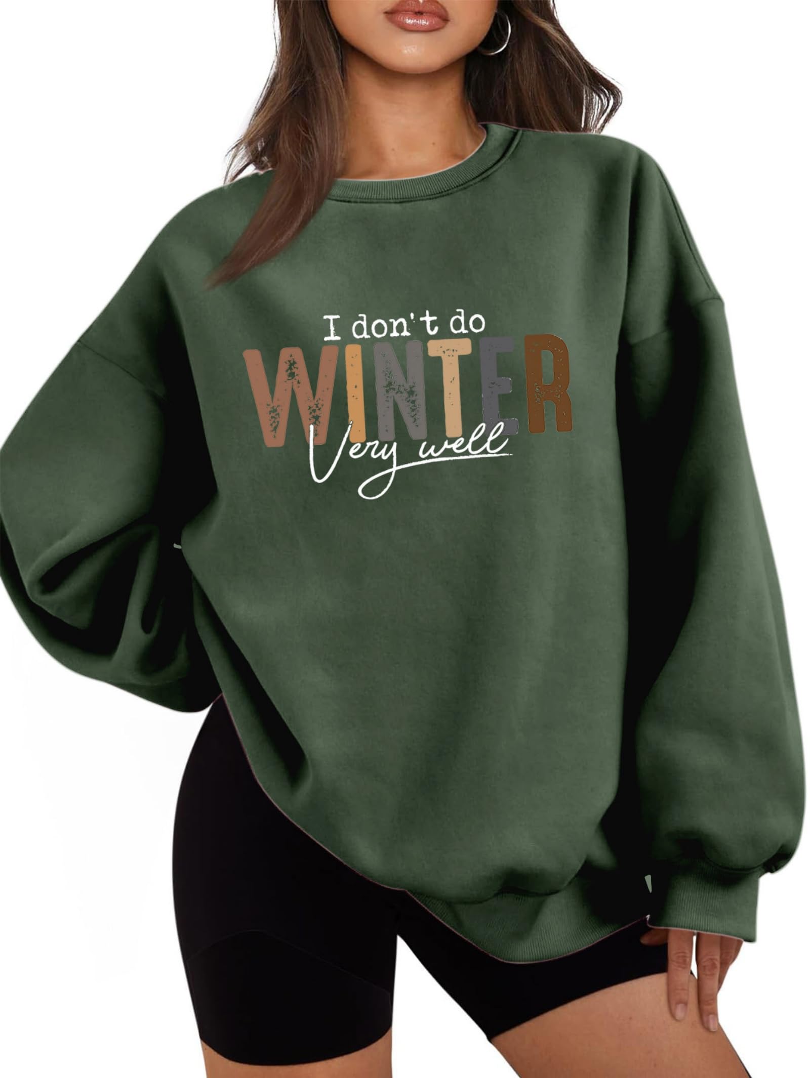 Winter Warm Fleece Lined Pullover Women I Dont Do Winter Very Well Graphic Sweatshirt Crewneck Letter Printed Sweater