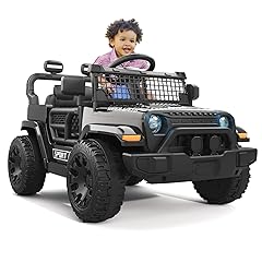 12V Ride on Truck Car with Parent Remote Control, Electric Toys with Spring Suspension, LED Lights & Music Player - Safe Toddler Battery Car for Kids, Easy to Assemble, Black