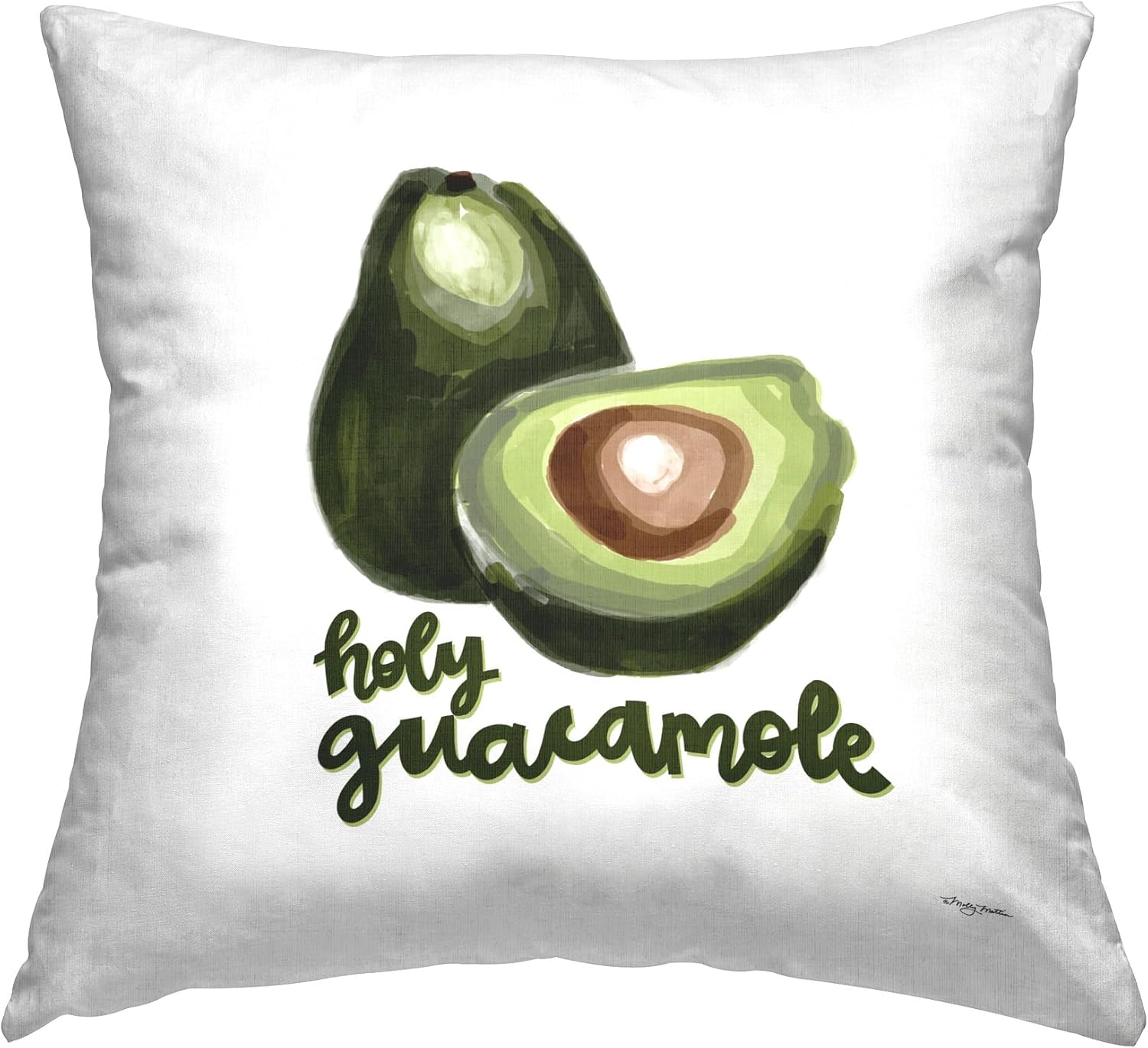 Stupell Industries Funny Holy Guacamole Design by Molly Mattin Indoor Printed Throw Pillow, 18 x 7 x 18, Green