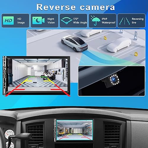 Miniatura 5 de Estéreo de auto doble DIN de 7 pulgadas con Apple CarPlay Android Auto, radio para automóvil Bluetooth 5.2, pantalla táctil IPS 1024 600, cámara de
