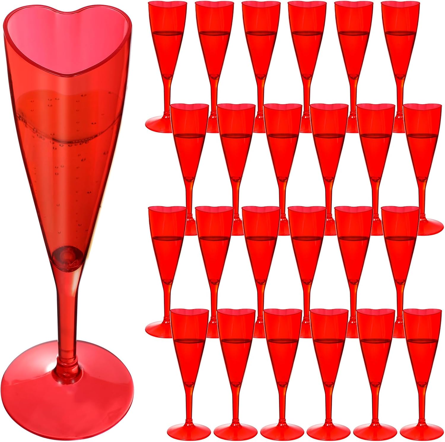 FillTouch 24 Pcs Heart Shaped Champagne Flutes Valentines