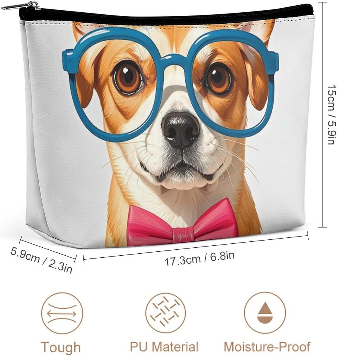 Pet Dog Soft Bow Tie, Oversized Glasses Cosmetic Bag Portable Toiletry Bag Large Capacity Travel Makeup Bags Beauty Makeup Organizer for Full-Sized Shampoo Conditioner Brushes Set Makeup Accessories image 2