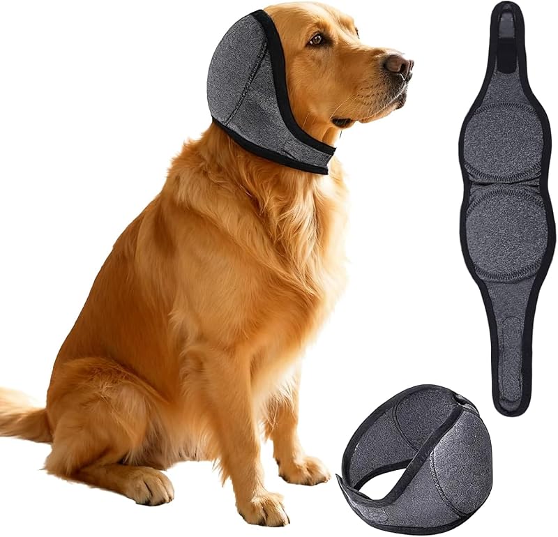 Protetor auricular para cães em tecido leve e respirável HCCW, Grande, 45,72–60,96 cm