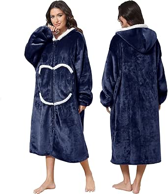 Couverture confortable avec manches et capuche, couverture portable, couverture longue avec fermeture éclair, pull portable surdimensionné pour unisexe