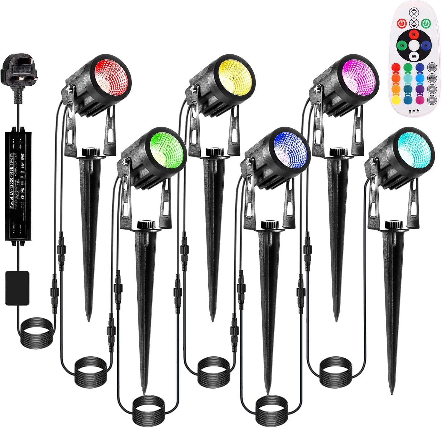 GreenClick Garden Lights Spotlights Mains Powered 12V RGBW LED Garden