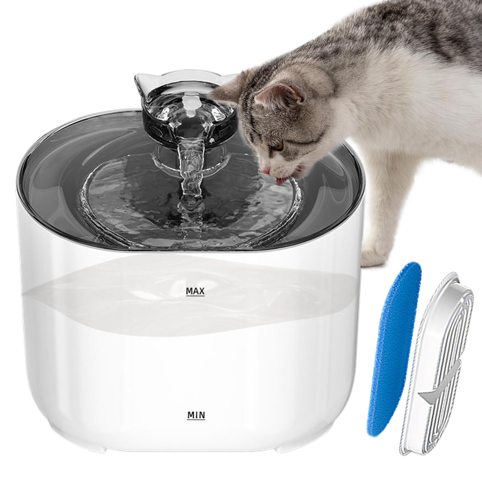 Fuentes De Agua para Gatos para Interior,Dispensador Automático con Filtración Bebederos para Gatos - Bebedero Automático para Mascotas con Filtración Multinivel para Hogar Y Viajes Cortos