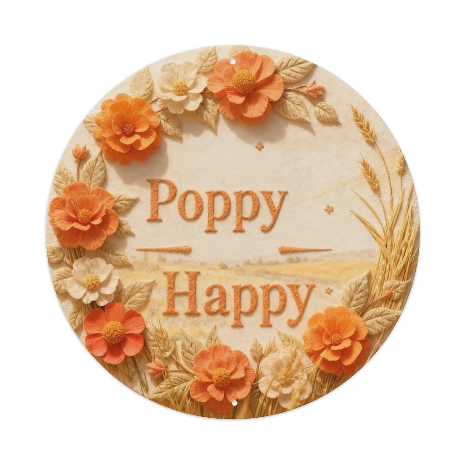 Poppy Happy Metal Tin Sign Plaque