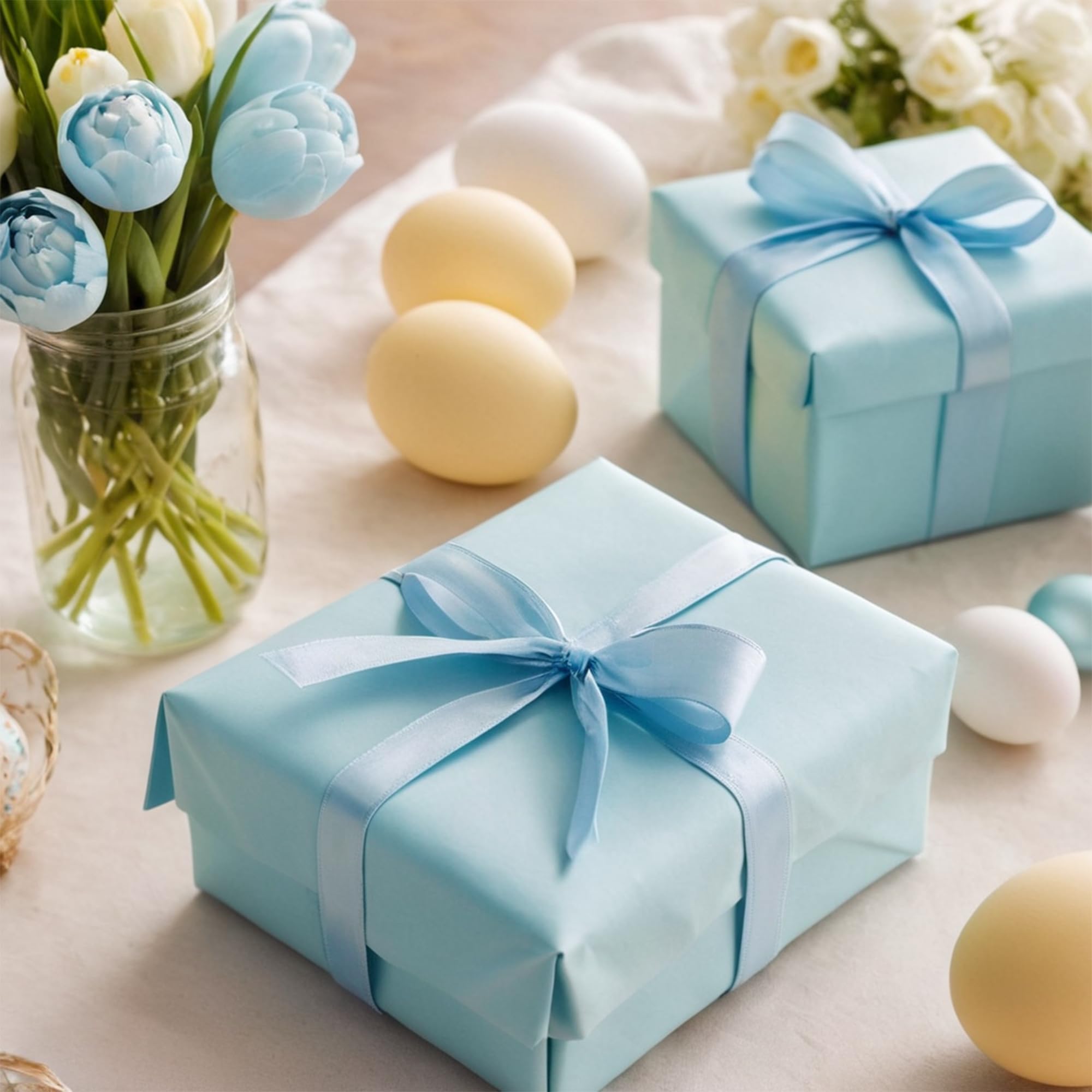 Light Blue Ribbon 3/8 Inch x 36 Yards Sky Color Perfect for Art Wedding Wreaths Baby Showers Gift Wrapping Birthday DIY Hair Accessories Satin Scrapbooking Easter Christmas Crafts and Other Projects