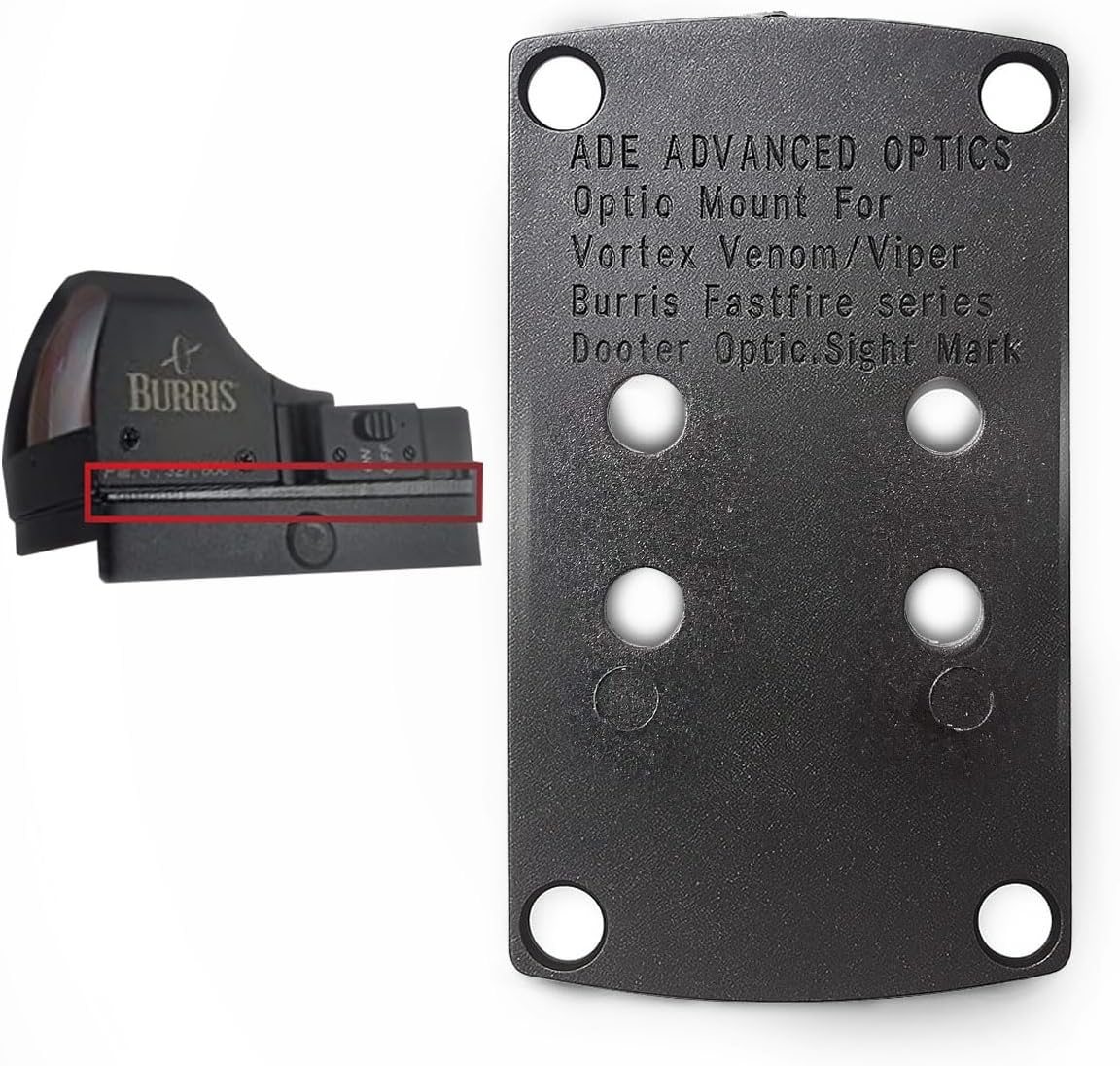 Ade Advanced Optics Red Dot Elevation Delrin Shim – Optic Riser Plate for RD3 Series, Hex Dragonfly, Mini Shot, Tempus – 1° Adapter Plate for Sight Zero Correction – Precision Fit Shim for Red Dots