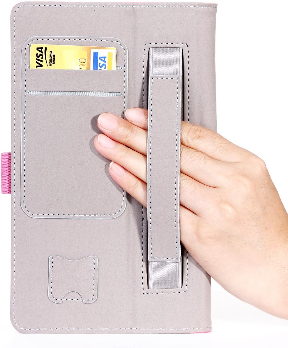 i-BLASON Kindle Fire HDX 8.9 inch Tablet Leather Case Cover / Elastic Hand Strap / Stylus / ID Holder (Not Compatible with Kindle Fire HD 8.9 2012) One Year Warranty (Pink)