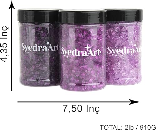 Miniatura 63 de Syedra - Juego de 3 piezas de vidrio triturado para manualidades, arte de resina, piezas de espejo de color triturado, 1 libra (amarillo)