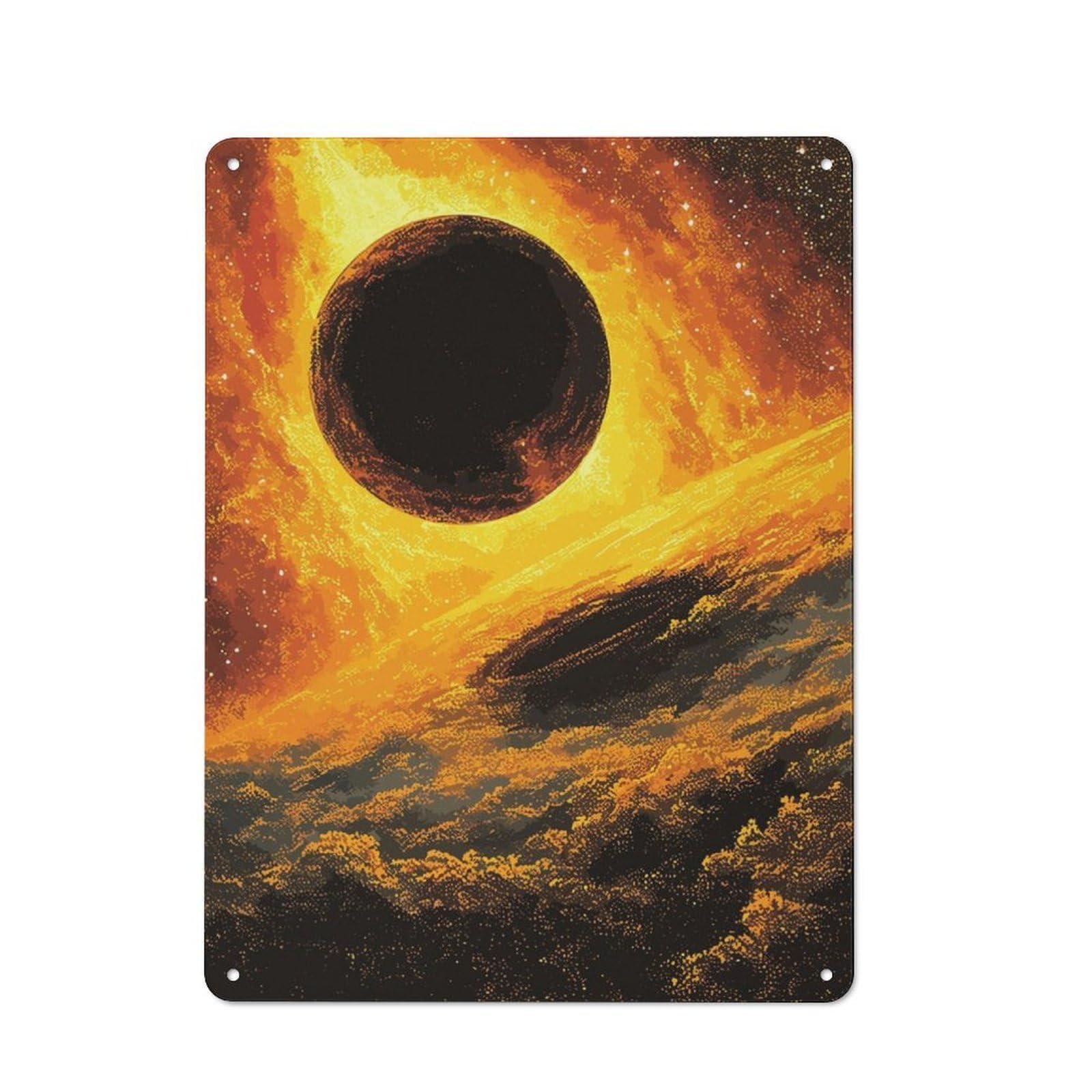 Junmoney Black Meteor Bistro Style Tin Wall Sign 40X30cm, Shop Wall Decor For Takeaway, Bar, Kitchen Or Counter Area