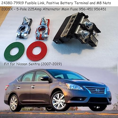 Miniatura 3 de 24380-79919 Enlace fusible, terminal de batería positivo y tuercas M8, apto para Nissan Sentra (2007-2019), Juke (2014-2017), 200SX - Fusible