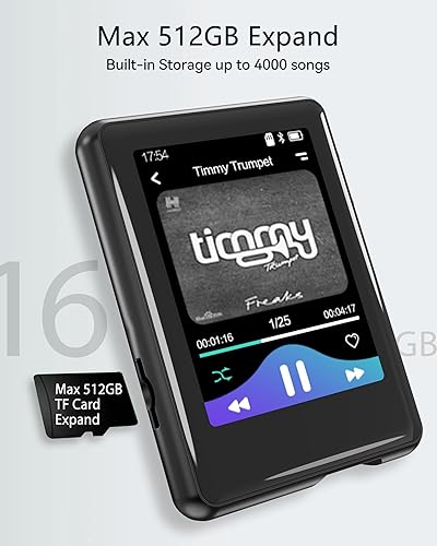 Miniatura 5 de Reproductor de MP3 con Bluetooth 5.3, pantalla táctil completa de 16 GB, dispositivo de música portátil para niños con altavoz, radio FM, libro