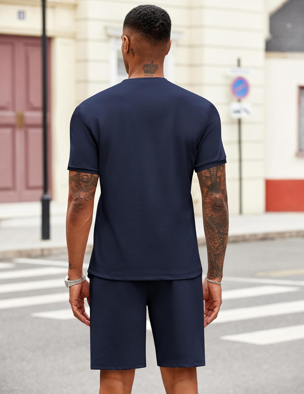 COOFANDY Men's 2 Pieces Outfits Casual Quarter Zip Polo T Shirt and Shorts Set Athletic Jogging Summer Tracksuit - Image 3