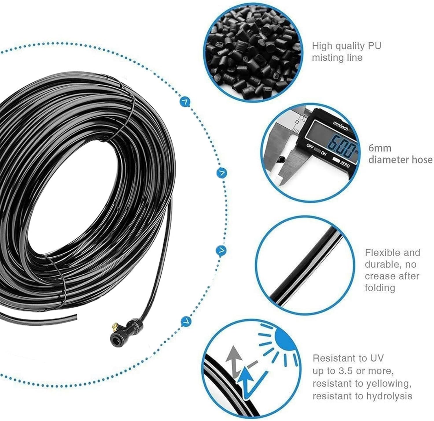 Outdoor Mister System for Outside Patio, Mist Irrigation System Kit, Micro Spray Misting Drip Kit, for Outside Patio Garden Greenhouse Umbrella (Size : 30M(98.4ft)-50 nozzles)