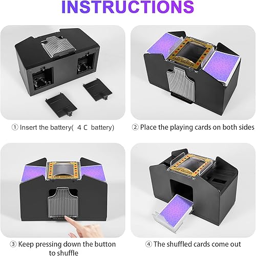 Miniatura 17 de Automatic Card Shuffler 2/1/4/6 Deck,Battery-Operated Electric UNO Poker Shuffler,Playing Card Shuffler for Home Card Game,Travel 1-2 cubiertas