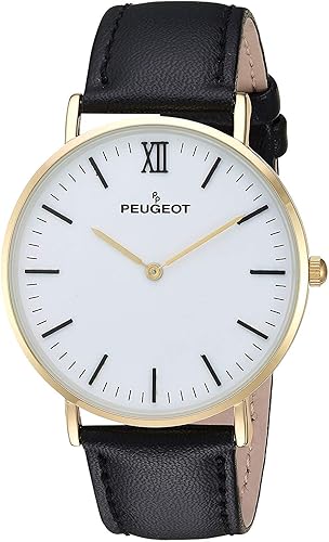 Miniatura 5 de Peugeot reloj ultra delgado para hombre chapado en oro de 14 quilates ronda minimalista reloj de pulsera para hombre con esfera fácil de leer y