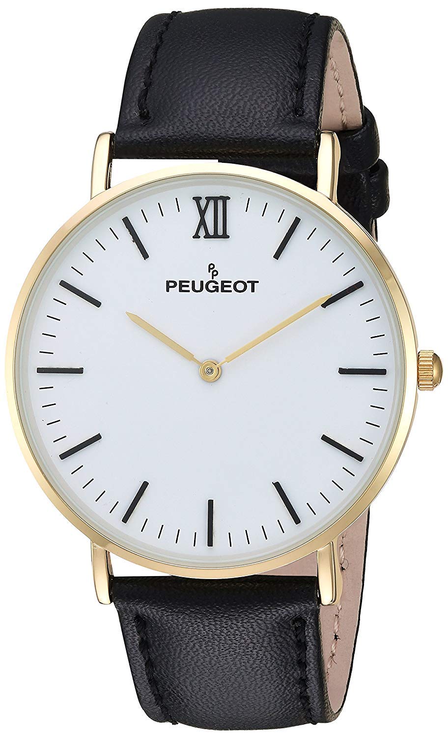 Peugeotmens Ultra Slim Watch 14kt Gold Plated Round Minimalist