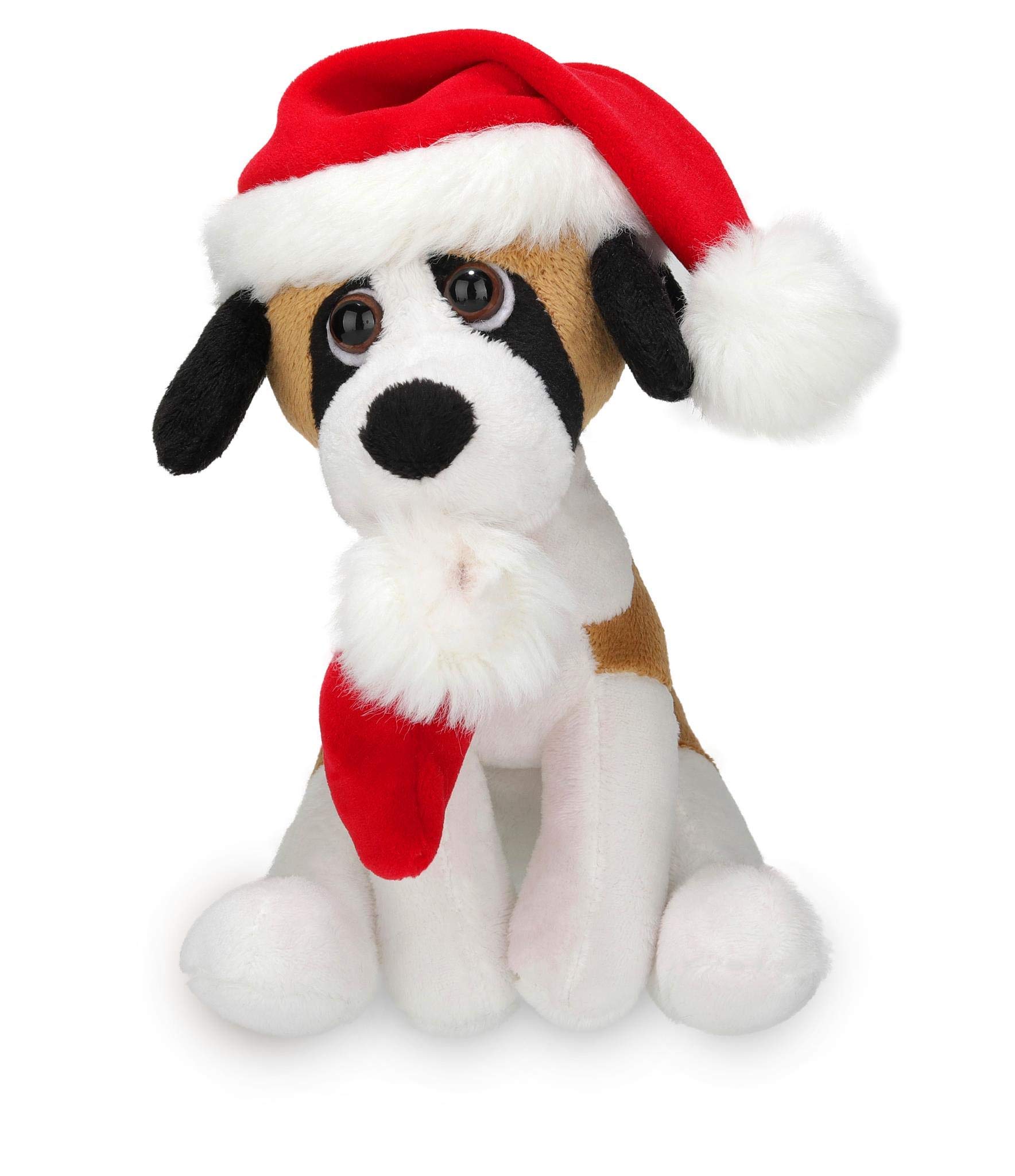 Plushland Xmas Pawpal with Santa Hat Stuffed Animals Plush Puppet Dog 8 Inches for Kids - A Perfect Christmas Day Gift on This Holiday for Babies (New