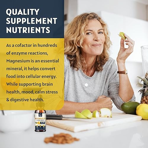 Miniatura 6 de (Paquete de 2) Gotas Líquidas de Glicinato de Magnesio Complejo Líquido de Magnesio 1000mg con D3, L-Tea y GABA para Energía, Sueño, Nervios