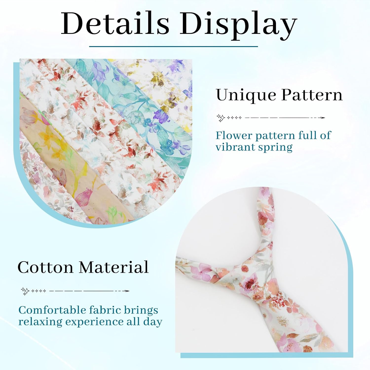 Floral Ties for Men, 2.36" Cotton Men's Neckties Printed Pattern Skinny Neckties for Men for Daily Party Trip