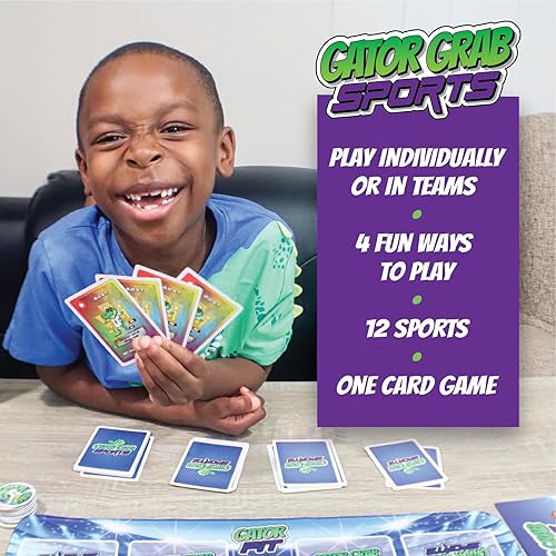 Miniatura 7 de Gator Grab - Juego de cartas deportivas (ganador del premio Mom's Choice), perfecto para niños y adultos que aman los juegos de mesa, juegos de