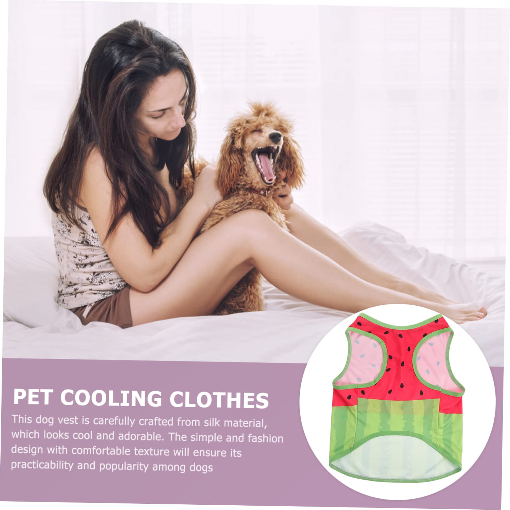 Gilet Rafraîchissant pour Chien, Été, Soie, Taille L, Motif Pastèque