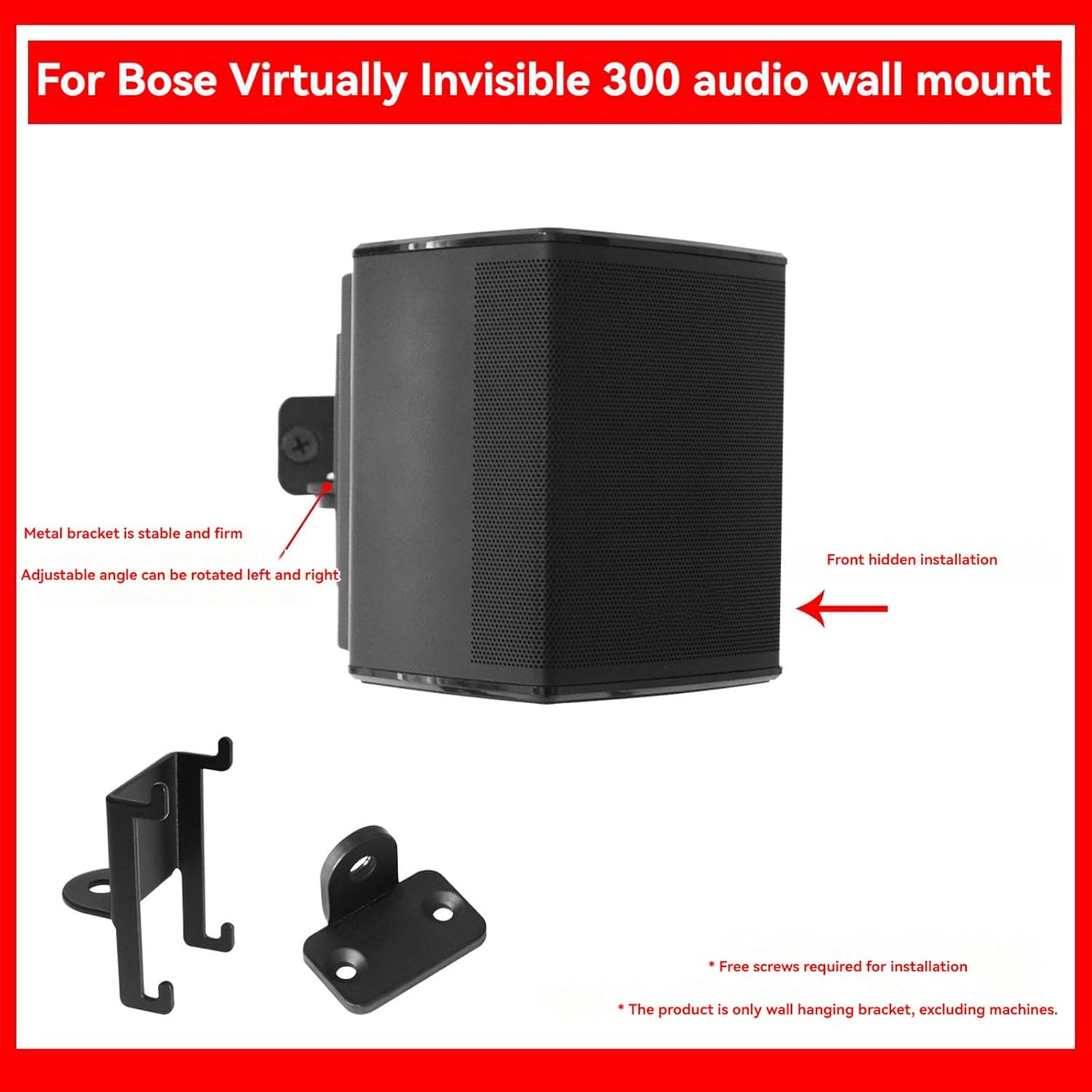 2 PCS Wall Mount Bracket Compatible with Bose's Virtually Invisible 300, Metal Hard Speaker Stand for Surround Audio Strong Load-Bearing Capacity
